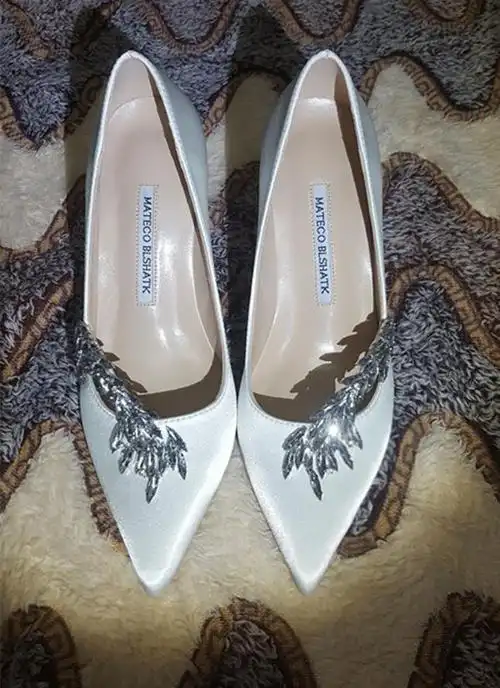 欧洲站2022春新款mb麦穗婚纱鞋细跟尖头高跟鞋秀禾新娘红色婚鞋女