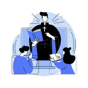 互联网教堂,宗教活动,祈祷和讨论,讲道,礼拜服务,待在家里,社会疏远