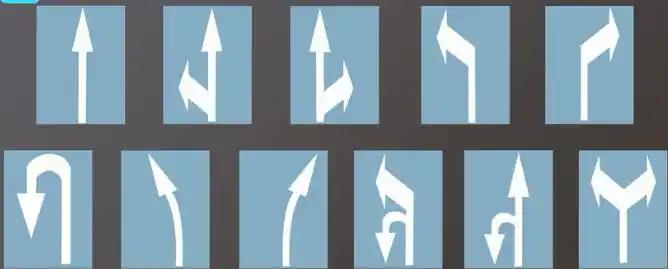 导向箭头的作用是表示车辆行驶的方向,颜色是白色的,是施划在导向车道