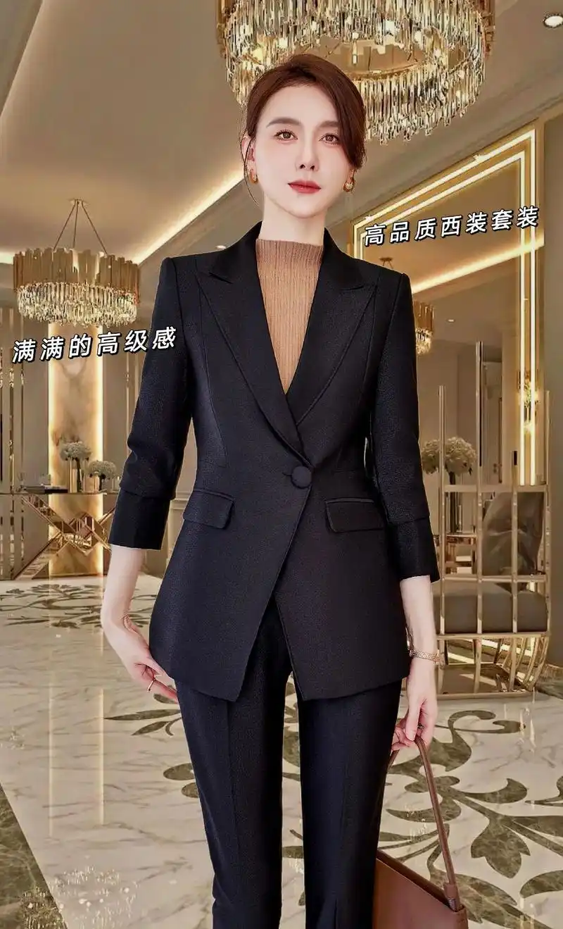 这套酒红色西装女春秋冬季气质职业装 - 抖音