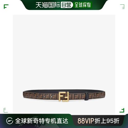 欧洲直邮fendi芬迪ss24logo标识印花平滑扣皮带女款棕色宽2cm