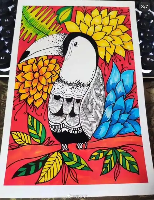 彩色线描##儿童画范画