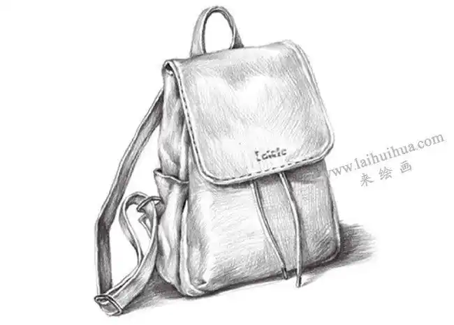 双肩背包的素描画