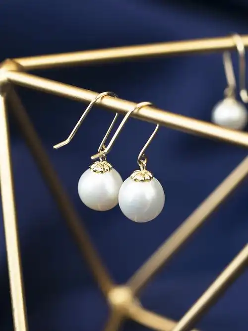 恒蕴14k金耳钩淡水珍珠优雅个性时尚雅致珍珠耳环女友礼物耳勾146