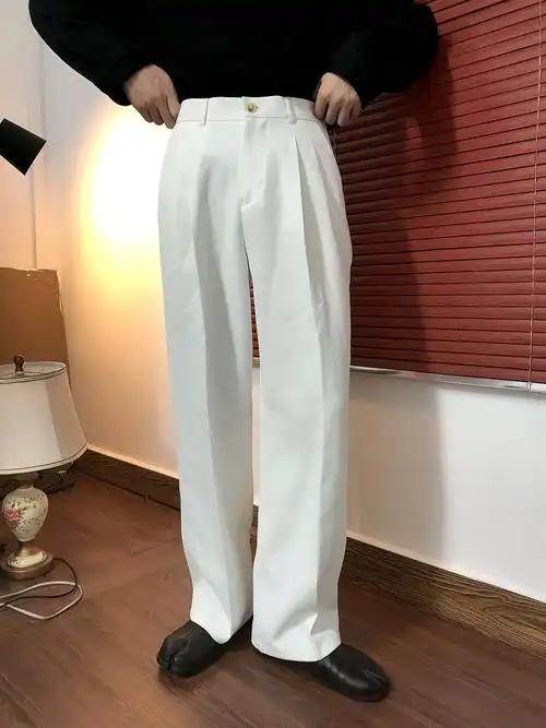 er韩版ins潮流白色直筒休闲裤男女百搭拖地休闲裤