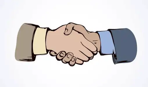 正式关系握手在白色背景上.