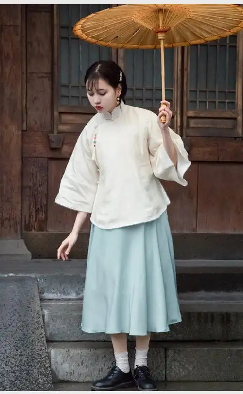 原创香韵知鸢旗袍倒大袖上上衣民国少女旗袍