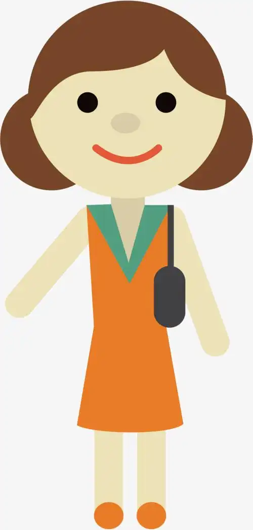 可爱清新手绘卡通微笑女孩png