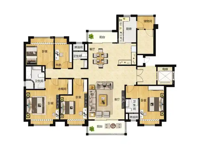 碧桂园东园楼盘-5室户-户型图