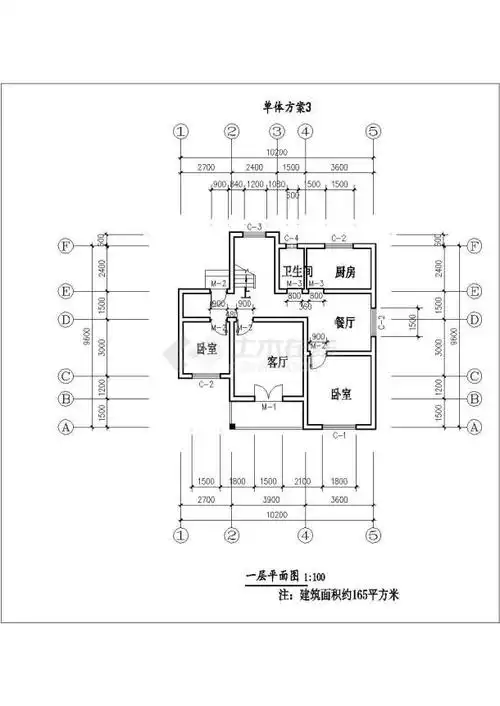 天津市和平村某165平米双层砖混农村住宅楼建筑设计cad图纸
