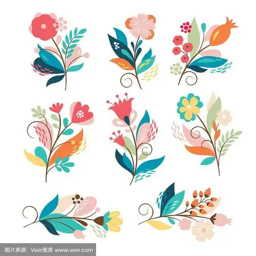 一套可爱的卡通鲜花