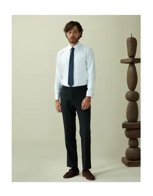 高端结婚新郎商务男士袖扣西装衬衣法式衬衫布里顿纯白尖领dp修身37