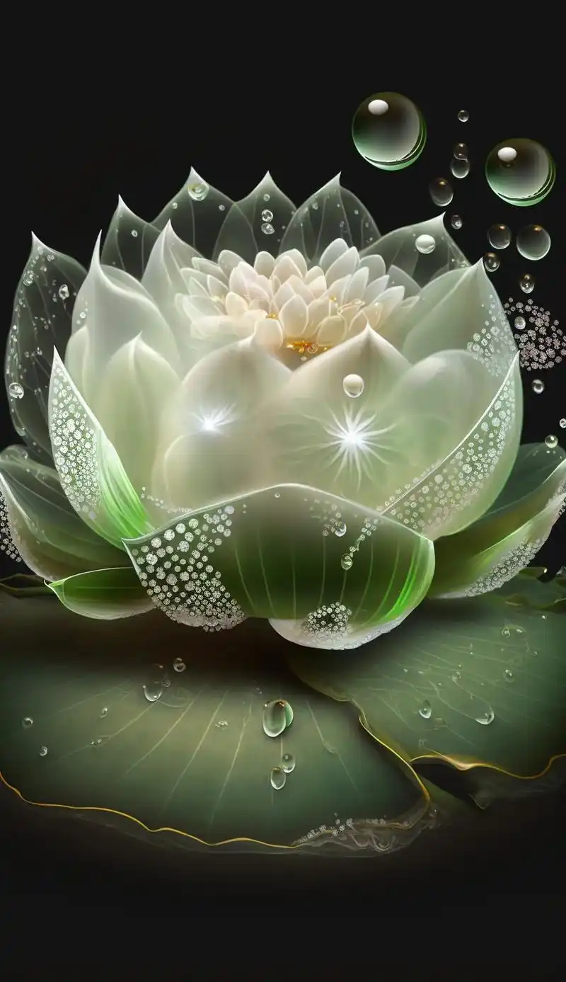 荧光绿荷,露珠滚动,蝴蝶自来,平安吉祥#图文伙伴计划 #荷花 - 抖音