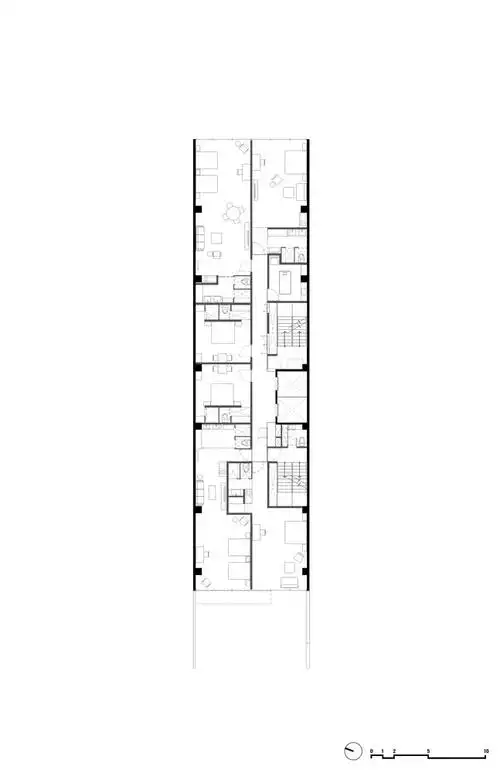 仅10米宽的公寓楼,真正工业风的精装交付|平面图|落地窗|天花板|建筑