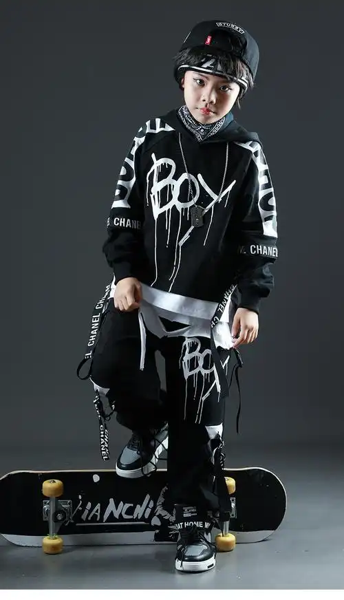 儿童嘻哈街舞套装男童潮中大童宽松洋气hiphop演出服少儿街舞服装