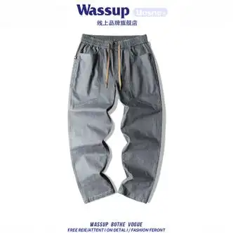 春装纯棉休闲裤男宽松微锥形长裤新款微弹工装裤男士裤子百搭灰色m