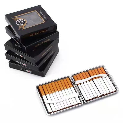 超薄高档金属简约香菸便携香烟盒烟烟夹男士礼品皮质烟盒20支装