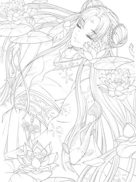 笔古风人物素描简笔画古风人物绘画简笔画线稿 美少女 古风卡通美少女