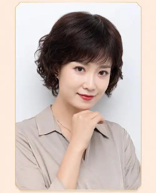 假发女短发中长卷发妈妈短卷发型中老年蓬松发套全真人发丝