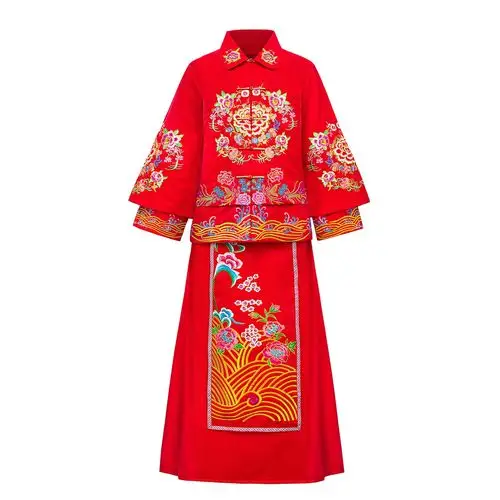 寿衣女全套七件套殡葬用品年轻人百岁随葬衣服装老刺绣寿被过寿