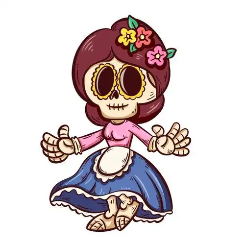 13款墨西哥亡灵节卡通骷髅插图psd模板