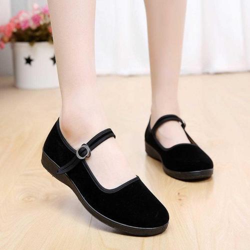 老北京布鞋礼仪单鞋女舞蹈坡跟松糕一字酒店上班工作布鞋