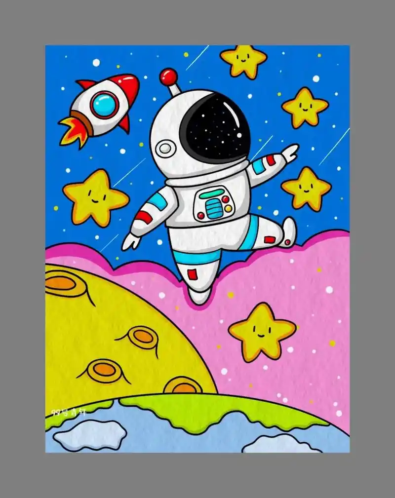 粉丝一千万97 今天打卡太空简笔画 - 抖音