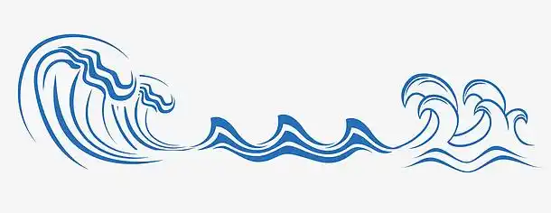 手绘海浪国潮元素