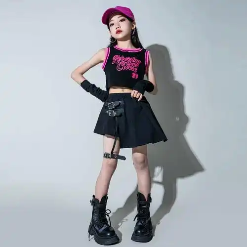 潮酷女孩jazz辣妹时装模特走秀潮服少儿街舞演出服爵士舞女童服装