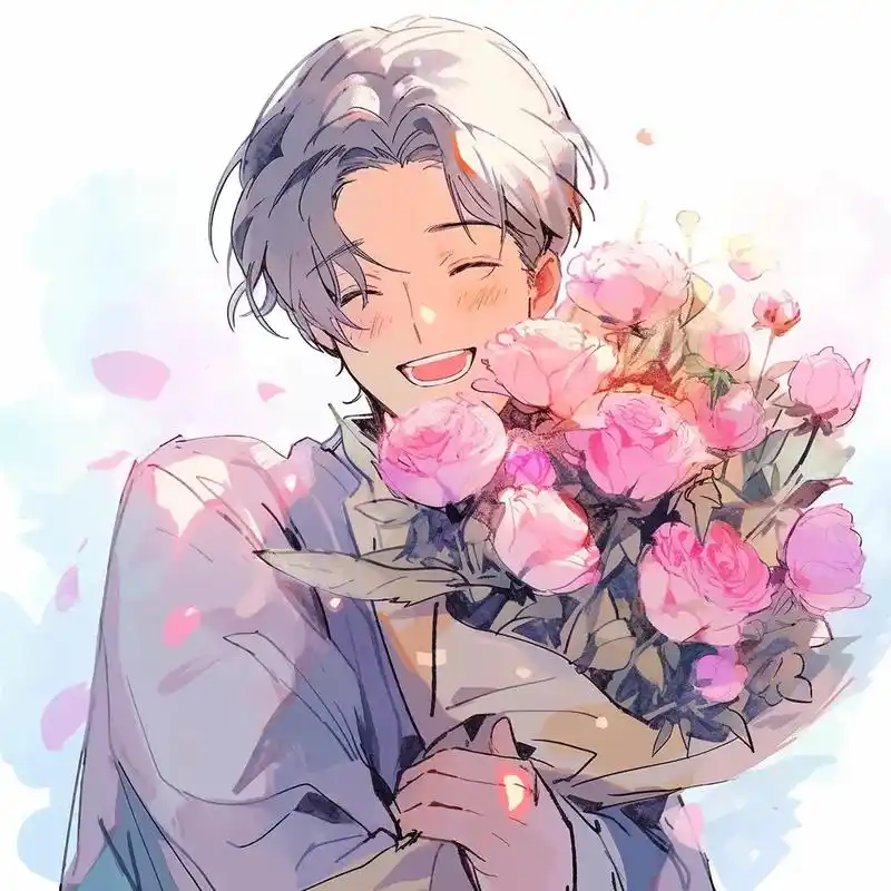 小男孩抱着玫瑰花孤独的头像 - 抖音