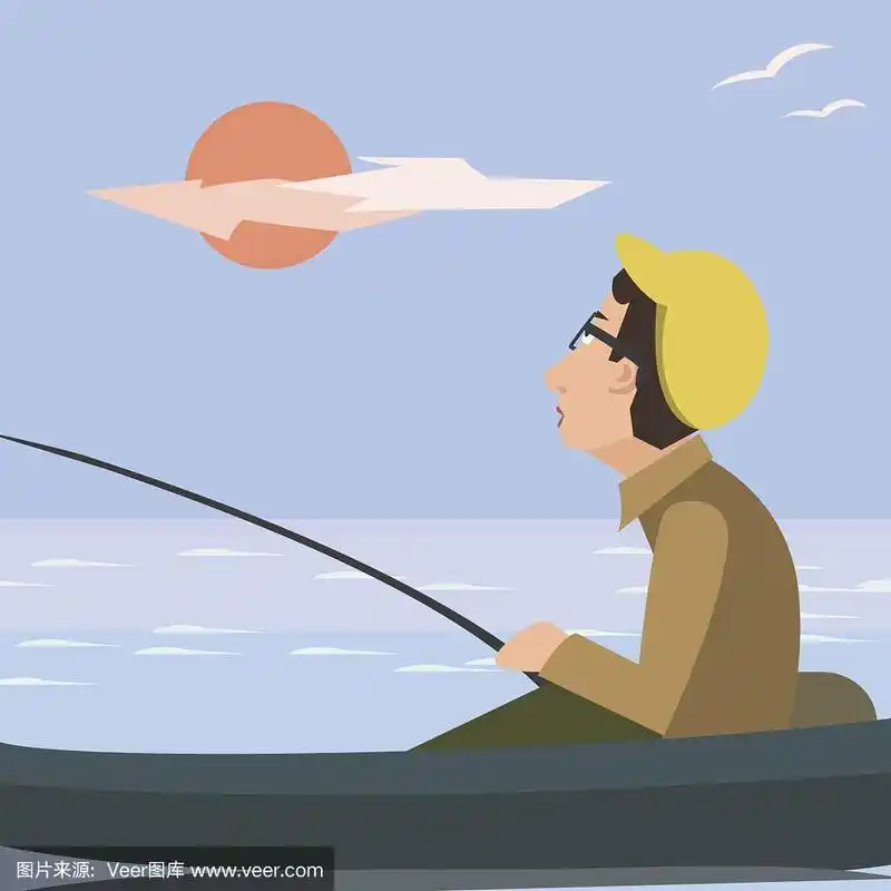 人捕鱼从船矢量卡通