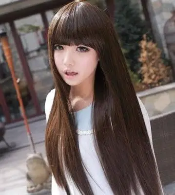 发之秀假发女 梨花头齐刘海内扣中长发型 蓬松甜美自然逼真长直发