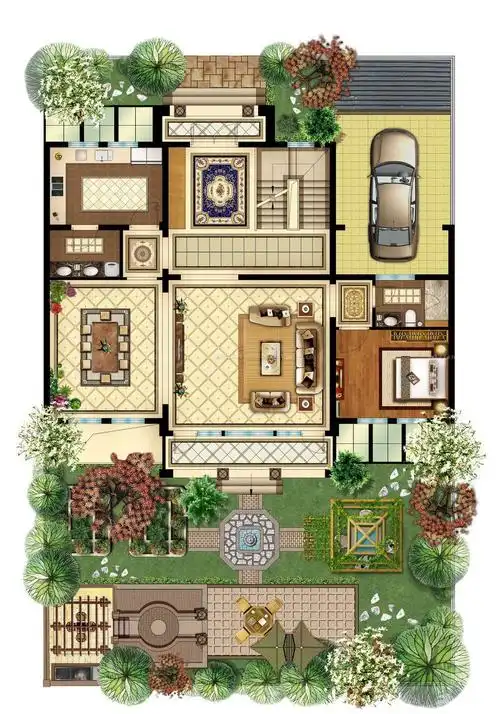 2020经典美式风格农村简单小别墅户型图