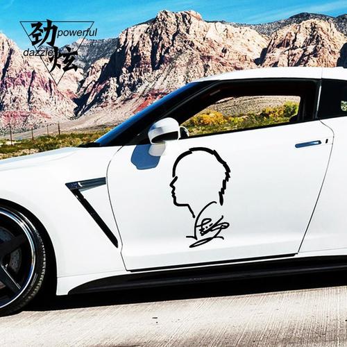 周杰伦签名车贴纸肖像剪影装饰汽车贴纸个性创意翼子板后风挡车贴