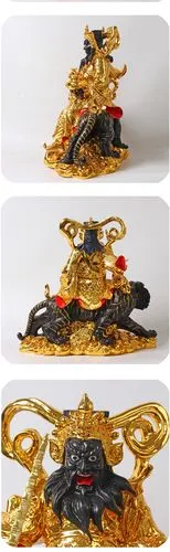 武财神赵公明神像16英寸镀金金身黑脸家用供奉骑虎将军赵玄坛