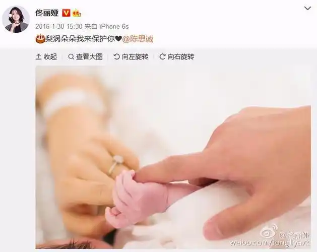 晒出手拿宝宝衣服的温馨照;2016年1月30日,佟丽娅宣布生子,宝宝乳名"