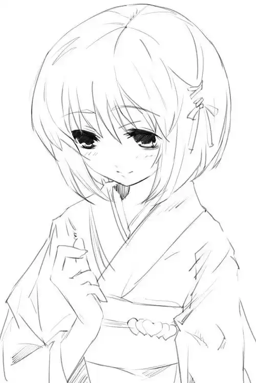 线稿漫画卡通人物绘画平面灵感素材二次元白底大图