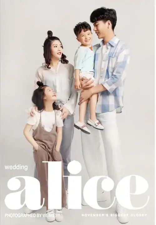 19新款影楼亲子装 儿童摄影服装 一家四口全家福艺术拍照写真衣服