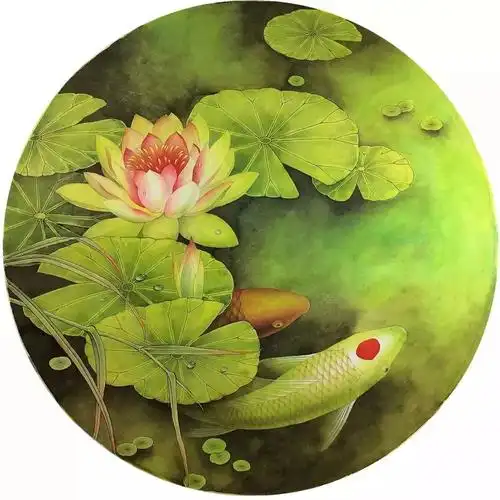 图文教程 | 工笔荷花鲤鱼《消夏》设色示范步骤图文