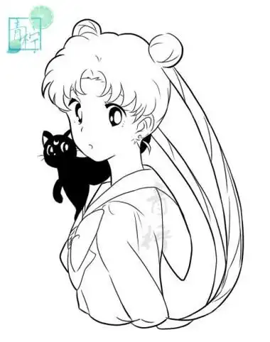 美少女水冰月简笔画q版涂色