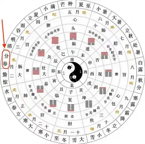 节气的由来与《易经》渊源颇深,从卦象来看,春分处在先天八卦离卦和