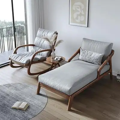 北欧实木贵妃躺椅卧室小户型白蜡木贵妃榻单个主卧贵妃椅沙发轻奢