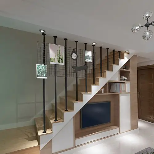 简约现代旋转楼梯扶手护栏室内复式防护栏杆北欧铁艺家用阁楼围栏