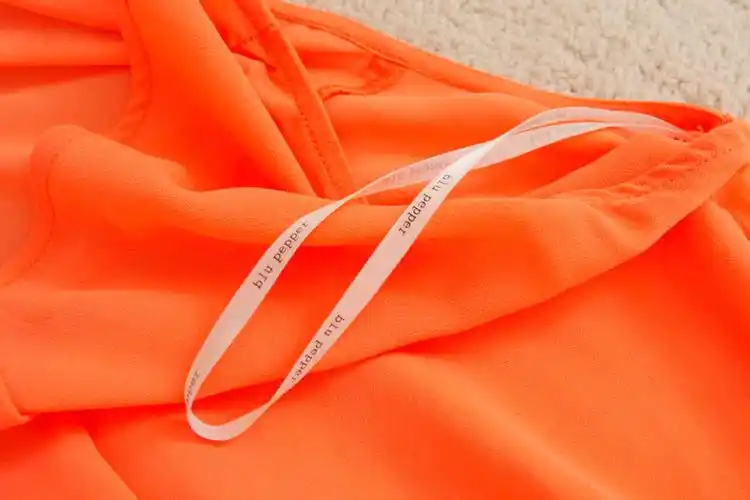 2013新款外贸原单blupepper荧光橘色不规整前短后长雪纺背心批发