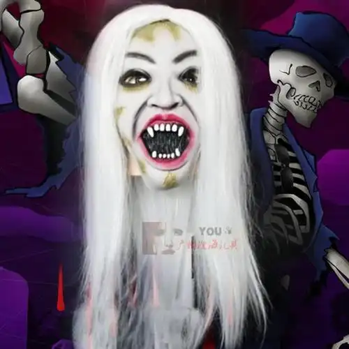 密室逃脱道具白发魔女流血吸血鬼吓人贞子密室逃脱面具鬼脸gsyus 黑发