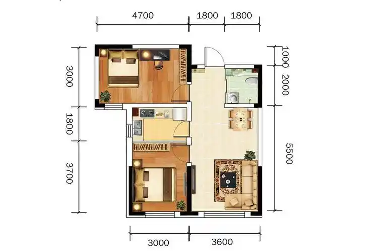 长春万龙世纪城c户型图80平户型 ,2室2厅,80平米户型图-万龙世纪城