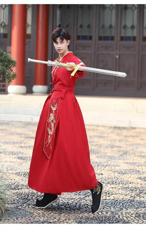 fgacct武侠风汉服男女学生古装衣服交领齐腰襦裙表演服套装青年侠客