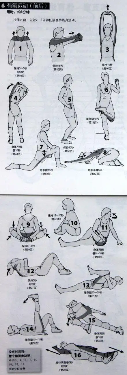 有氧运动前后必做的拉伸的动作——不管什么运动什么操,热身都非常