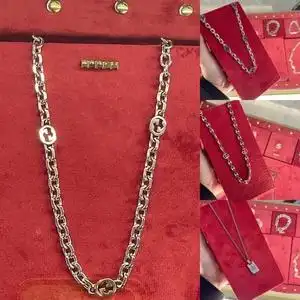 香港代购gucci/古琦项链男女款古巴链双g珐琅绿宝石精灵豌豆潮搭