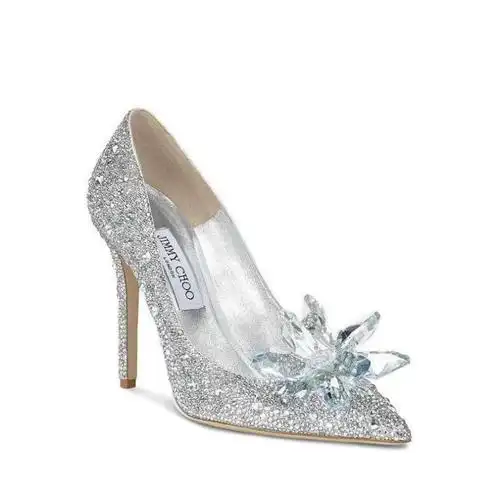 高跟闪钻avril100尖头水晶鞋 jimmy choo周仰杰女婚鞋 2391743 正品